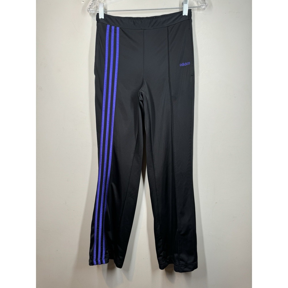 Adidas Vintage Y2K Black & Purple 3 Stripe Sporty Insta Baddie Track Pants Sz S